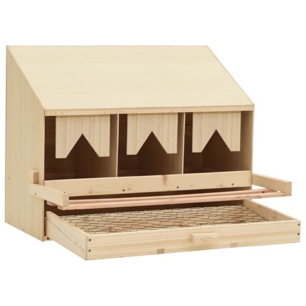 vidaXL Chicken Laying Nest 3 Compartments 72x33x54 cm Solid Pine Wood - Image 5