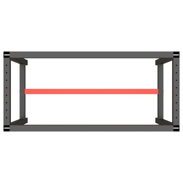 vidaXL Work Bench Frame Matte Black and Matte Red 110x50x79 cm Metal - Image 5