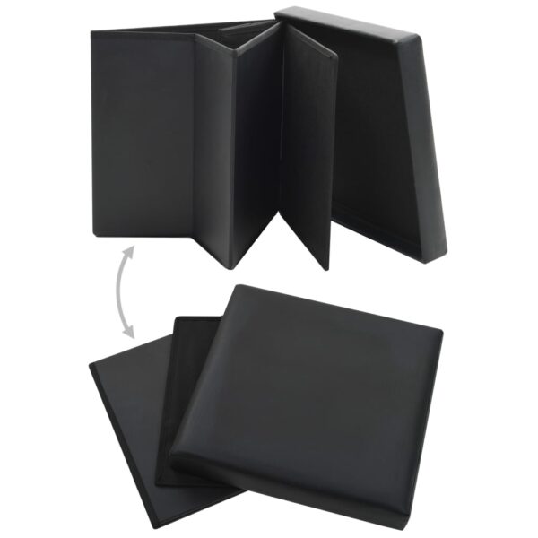 vidaXL Folding Storage Stools 2 pcs Black Faux Leather - Image 3