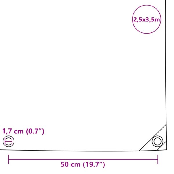 vidaXL Tarpaulin 650 g/m² 2.5x3.5 m Grey - Image 6
