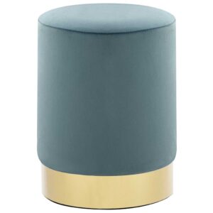 vidaXL Stool Light Blue and Gold Velvet 28 x 36 cm