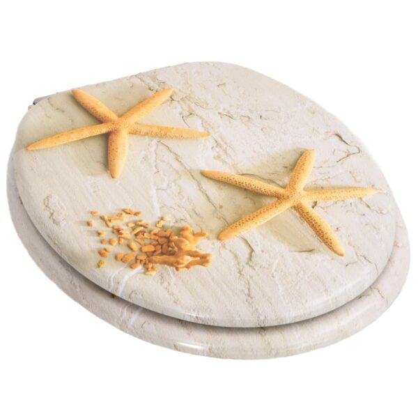 vidaXL WC Toilet Seat with Soft Close Lid MDF Starfish Design - Image 3
