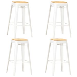 vidaXL Bar Stools 4 pcs White Solid Mango Wood