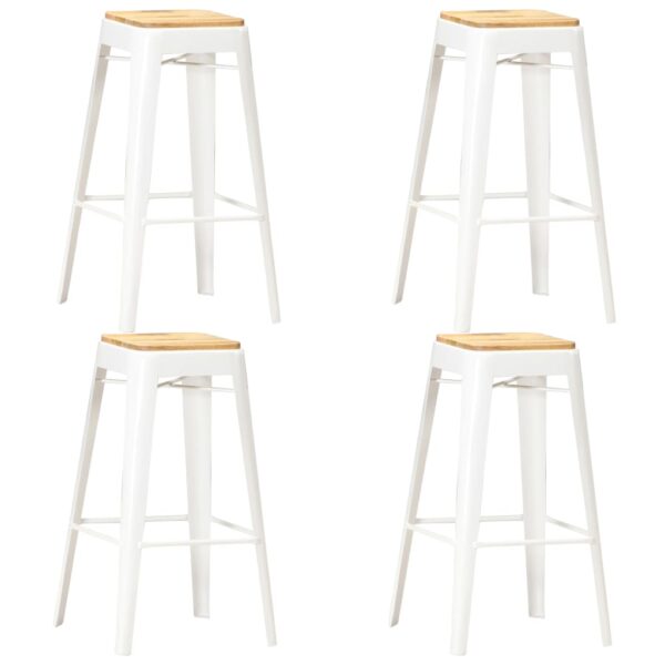 vidaXL Bar Stools 4 pcs White Solid Mango Wood - Image 1