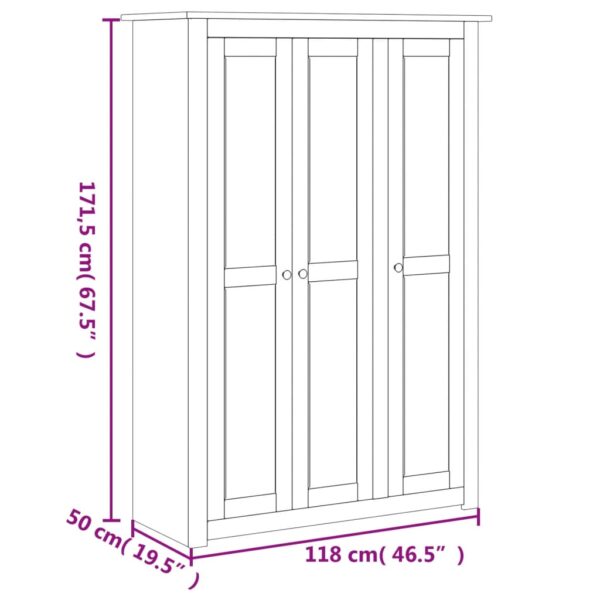 vidaXL 3-Door Wardrobe 118x50x171.5 cm Pine Panama Range - Image 10