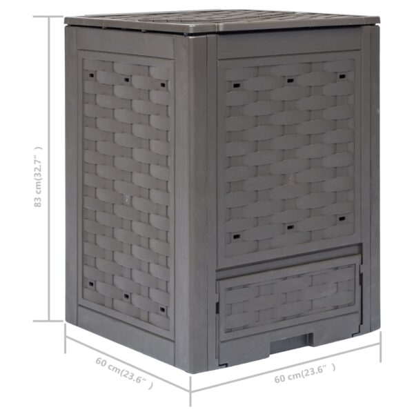 vidaXL Garden Composters 2 pcs Brown 60x60x83 cm 600 L Plastic Rattan - Image 7