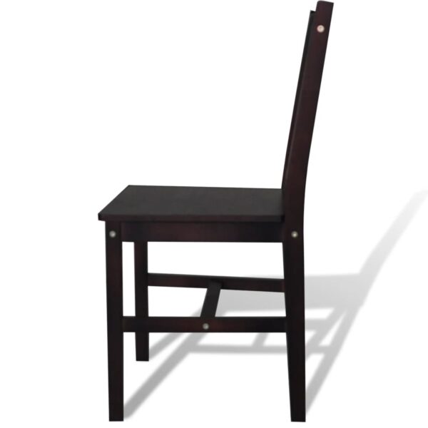 vidaXL Dining Chairs 2 pcs Dark Brown Pinewood - Image 2