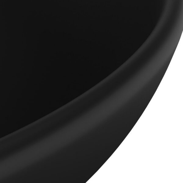 vidaXL Luxury Bathroom Basin Round Matt Black 32.5x14 cm Ceramic - Image 5