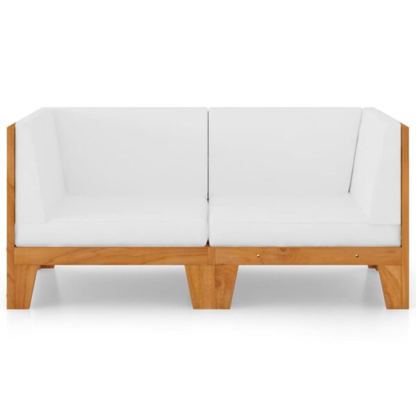 vidaXL 2-Seater Sofa with Cream White Cushions Solid Acacia Wood - Image 3