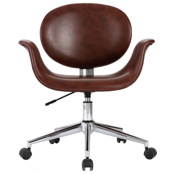 vidaXL Swivel Office Chair Brown Faux Leather - Image 3