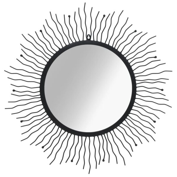 vidaXL Garden Wall Mirror Sunburst 80 cm Black - Image 3