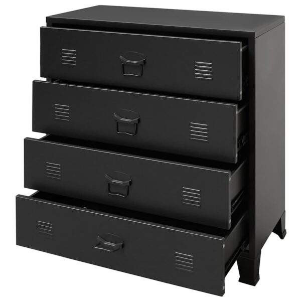 vidaXL Chest of Drawers Metal Industrial Style 78x40x93 cm Black - Image 6