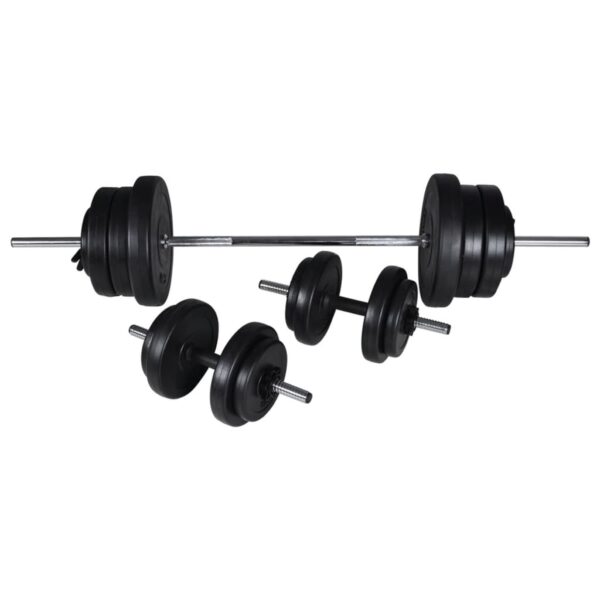 vidaXL Wall-mounted Power Tower with Barbell and Dumbbell Set 60.5 kg - Image 7
