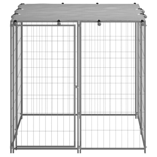 vidaXL Dog Kennel Silver 110x110x110 cm Steel - Image 2