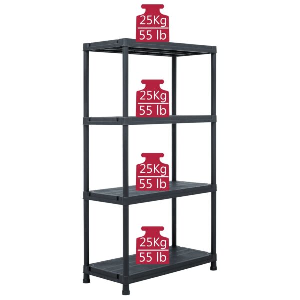 vidaXL Storage Shelf Racks 5 pcs Black 60x30x138 cm Plastic - Image 9