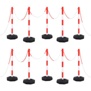 vidaXL Chain Post Set with 10 m Plastic Chain