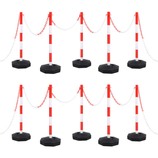 vidaXL Chain Post Set with 10 m Plastic Chain - Image 1