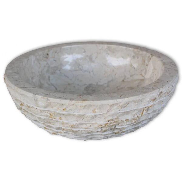 vidaXL Basin Marble 40 cm Cream - Image 2