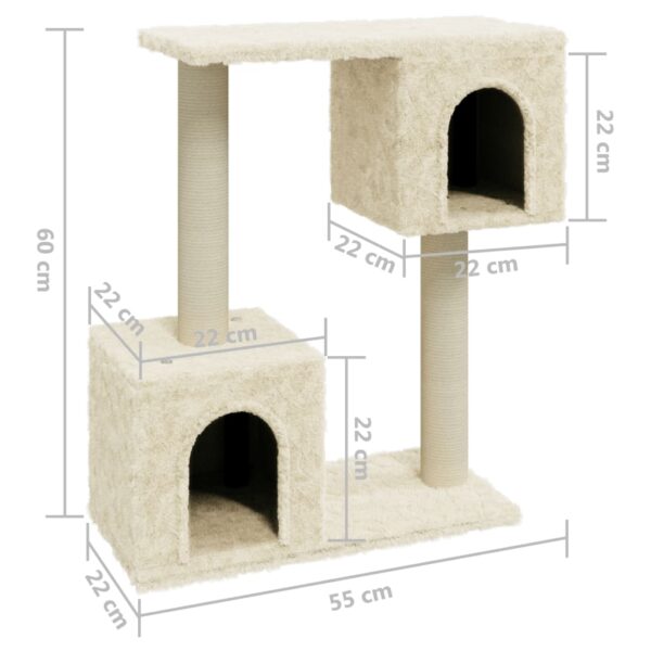 vidaXL Cat Tree with Sisal Scratching Posts Cream 60 cm - Image 6
