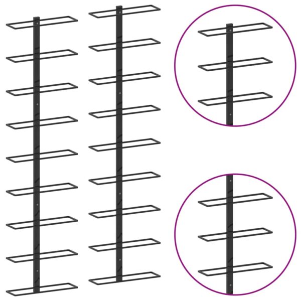 vidaXL Wall-mounted Wine Racks for 18 Bottles 2 pcs Black Iron - Image 4