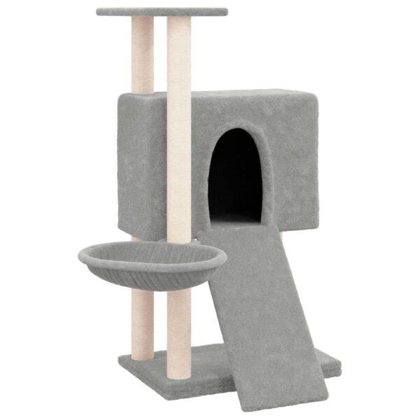 vidaXL Cat Tree with Sisal Scratching Posts Light Grey 96 cm - Image 2