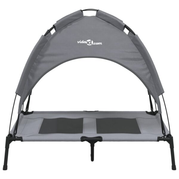 vidaXL Dog Bed with Canopy Anthracite Oxford Fabric and Steel - Image 4