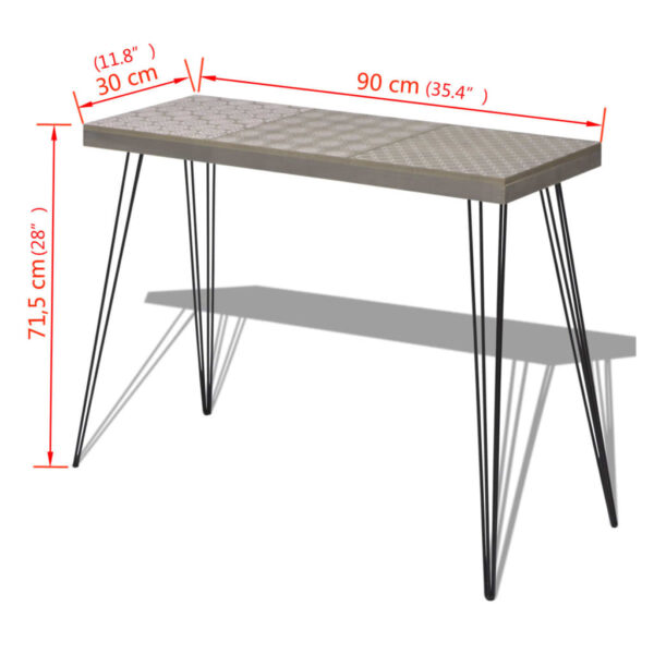 vidaXL Console Table 90x30x71.5 cm Grey - Image 8