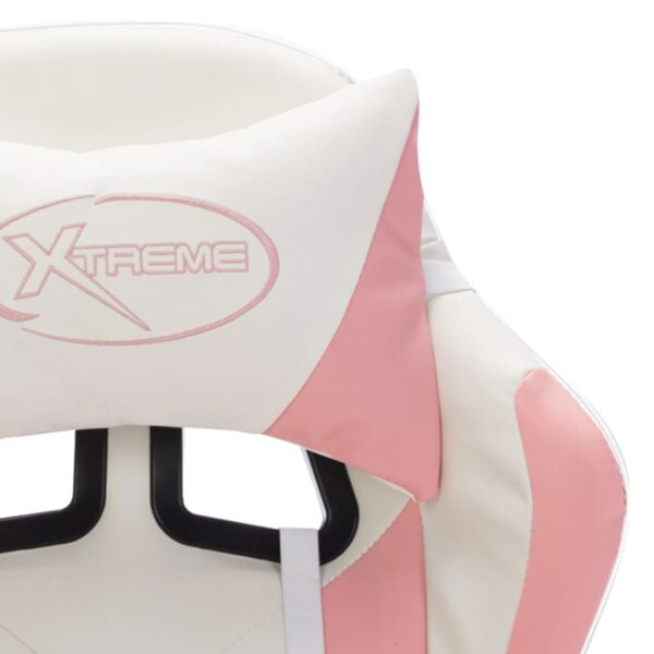vidaXL Racing Chair with RGB LED Lights Pink and White Faux Leather - Image 7