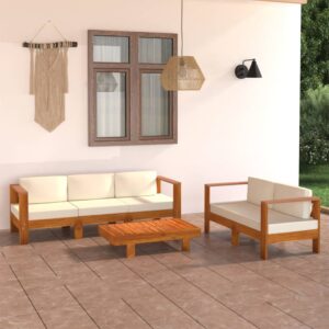 vidaXL 5 Piece Garden Lounge Set with Cushions 100x60 cm Acacia Wood