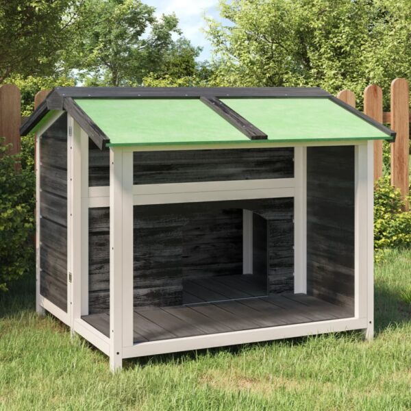vidaXL Dog Kennel Grey 96x87x80.5 cm Solid Wood Pine - Image 1