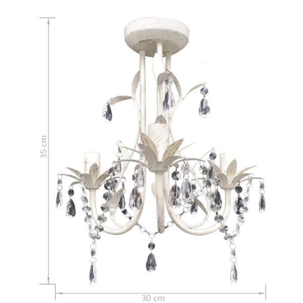 vidaXL Crystal Pendant Ceiling Lamp Chandeliers 2 pcs Elegant White - Image 6