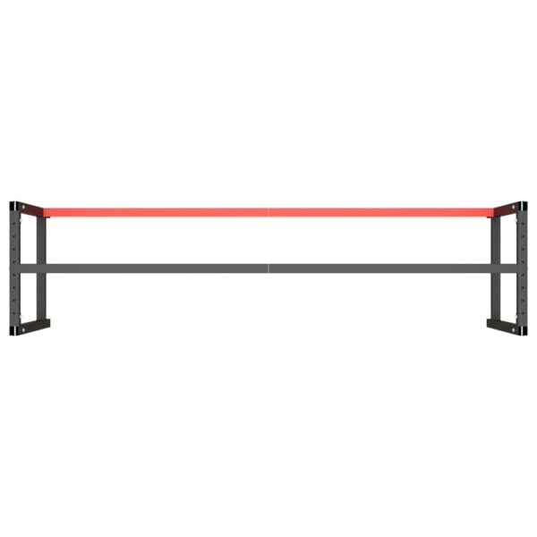 vidaXL Work Bench Frame Matte Black and Matte Red 220x57x79 cm Metal - Image 6