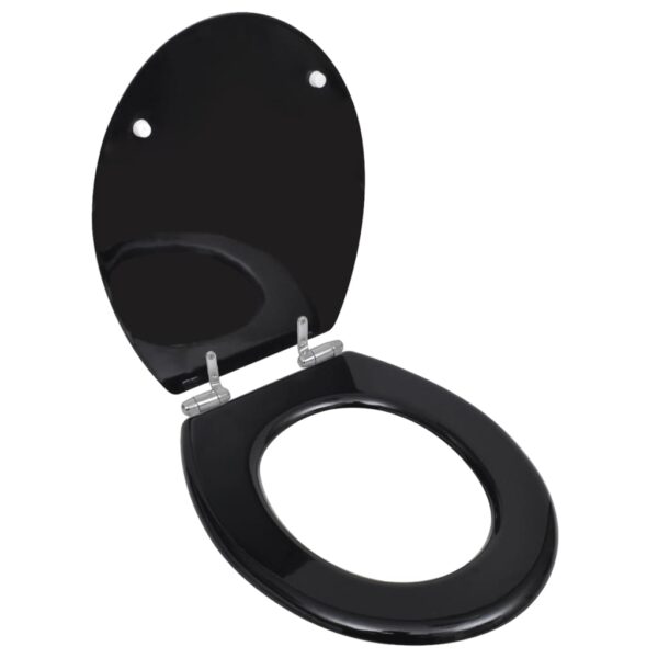 vidaXL Toilet Seats with Soft Close Lids 2 pcs MDF Black - Image 2