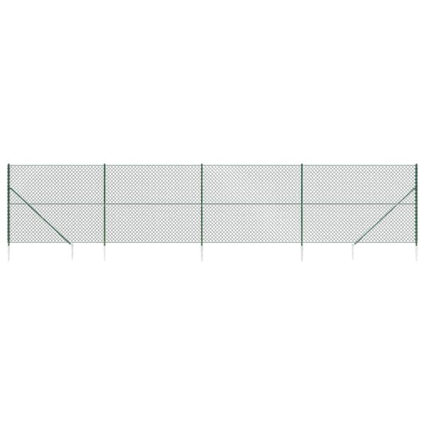 vidaXL Chain Link Fence with Spike Anchors Green 1.4x10 m - Image 2