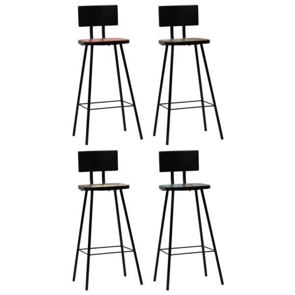 vidaXL Bar Chairs 4 pcs Solid Reclaimed Wood - Image 1