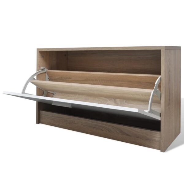 Oak and White 3-in-1 Wooden Shoe Cabinet Set - Image 7