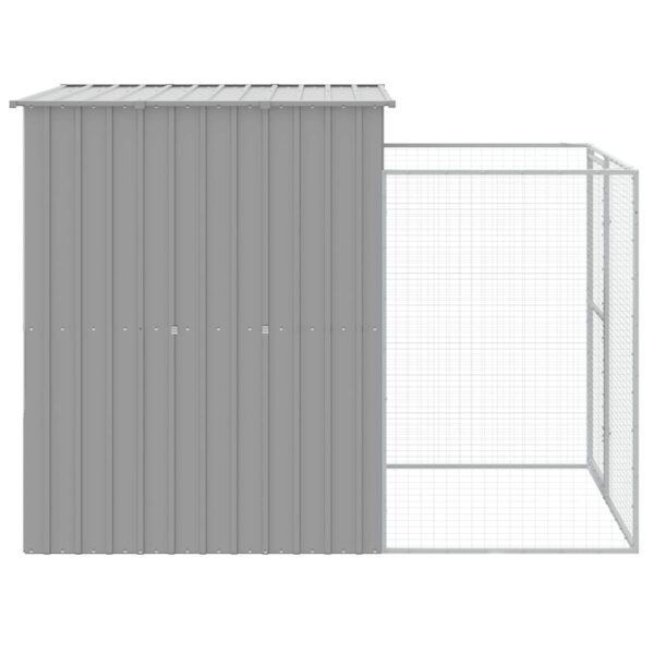 vidaXL Dog House with Run Light Grey 165x251x181 cm Galvanised Steel - Image 4