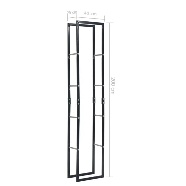 vidaXL Firewood Rack Black 40x25x200 cm Steel - Image 7