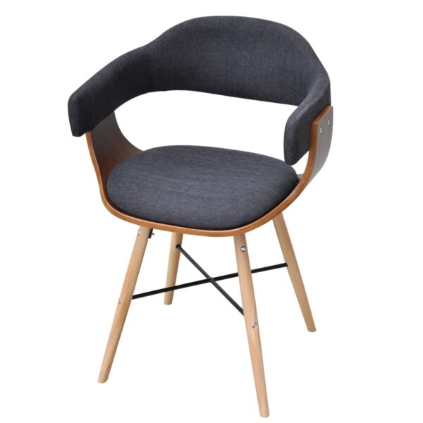 vidaXL Dining Chairs 2 pcs Dark Grey Bent Wood and Fabric - Image 3