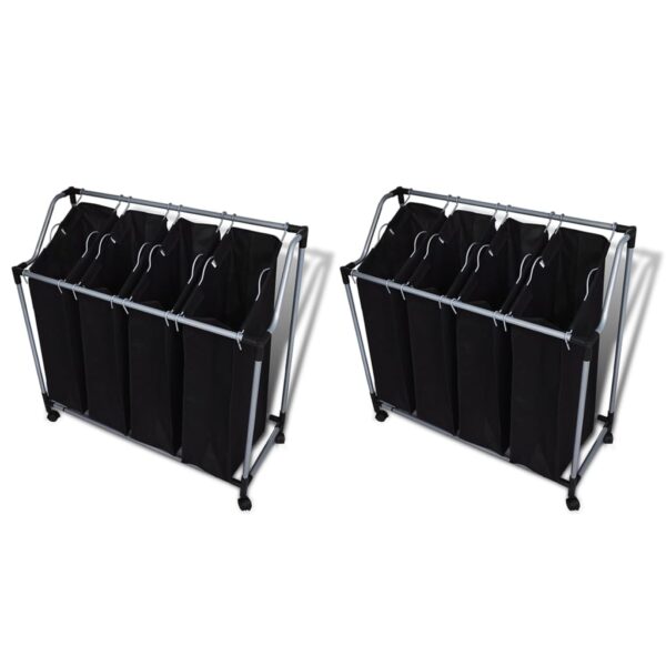 vidaXL Laundry Sorters with Bags 2 pcs Black and Grey - Image 1