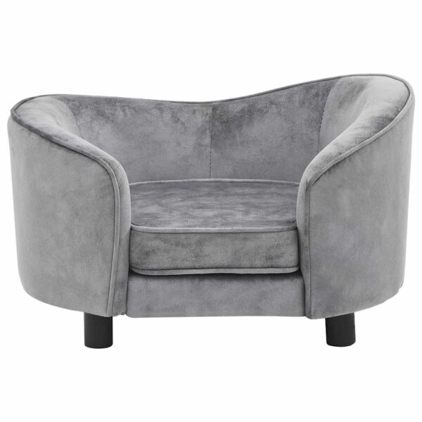 vidaXL Dog Sofa Grey 69x49x40 cm Plush - Image 3