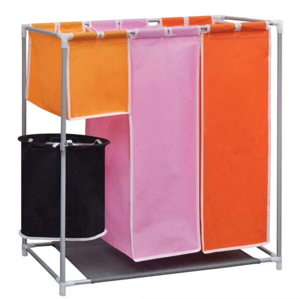 vidaXL 3-Section Laundry Sorter Hampers 2 pcs with a Washing Bin - Image 2