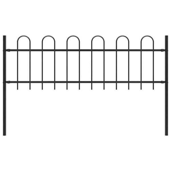vidaXL Garden Fence with Hoop Top Steel 1.8 m Black - Image 1