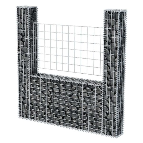 vidaXL Gabion Basket U-Shape Galvanised Steel 160x20x150 cm - Image 3