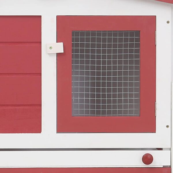 vidaXL Outdoor Large Rabbit Hutch Red and White 201x45x85 cm Wood - Image 6