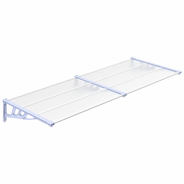 vidaXL Door Canopy Grey and Transparent 239x90 cm Polycarbonate - Image 2