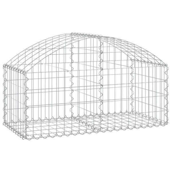 vidaXL Arched Gabion Basket 100x50x40/60 cm Galvanised Iron - Image 2