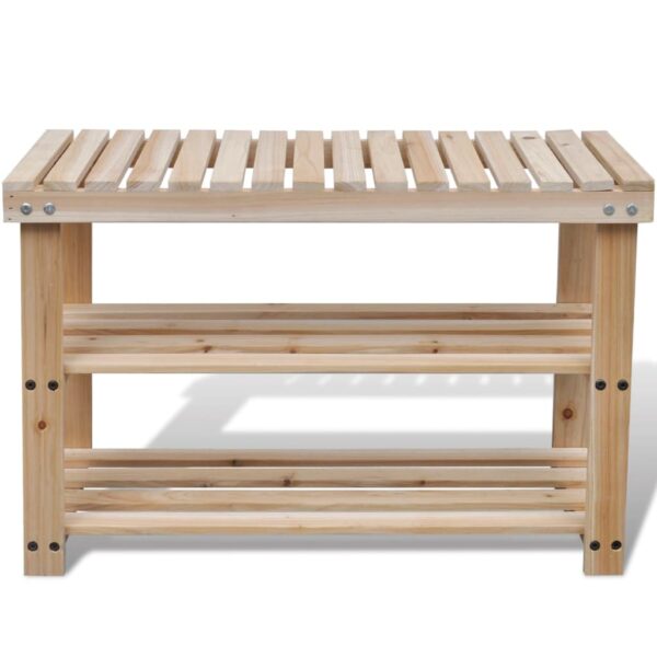vidaXL 2-in-1 Shoe Rack with Bench Top Solid Fir Wood - Image 2