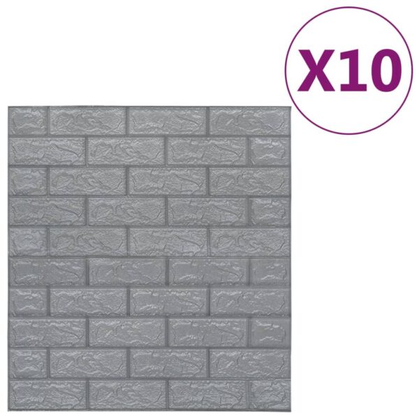 vidaXL 3D Wallpaper Bricks Self-adhesive 10 pcs Anthracite - Image 2