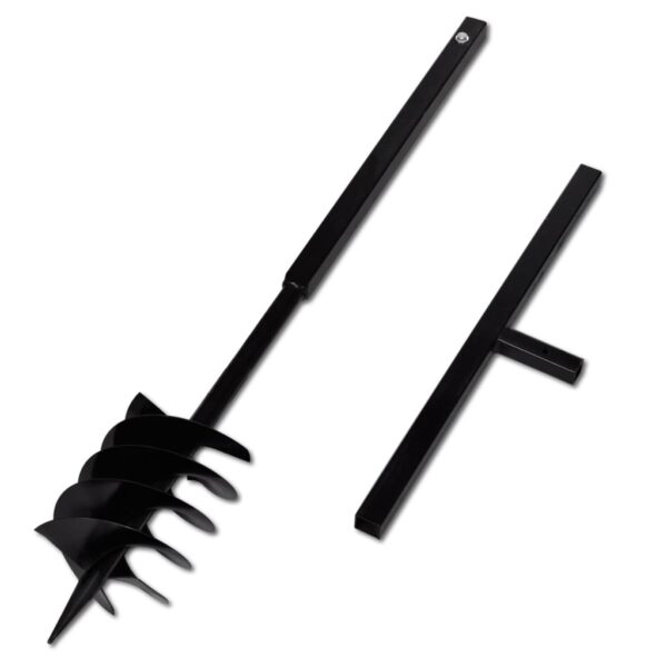 vidaXL Ground Drill with Handle Auger Bit 180mm 3 Spirals Steel Black - Image 3